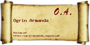 Ogrin Armanda névjegykártya